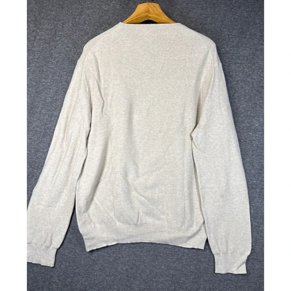 J Crew Cotton Crewneck‎ Sweater Tee Pullover Beige Mens Size XL Academia Travel